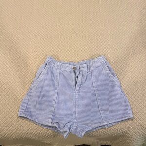RVCA Light Purple (Pastel) Striped High Waist Shorts